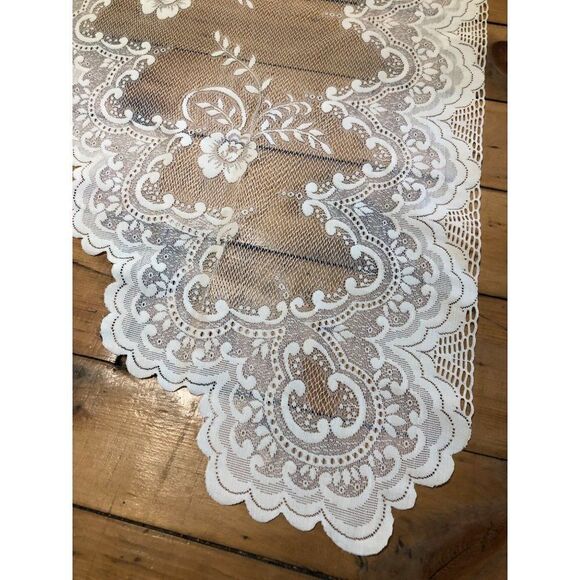 Vintage Heritage Lace Tier and Swag Window Set Embroidered Country Style - Picture 3 of 8